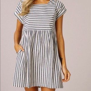 Striped Babydoll Dress w/pockets - Listicle